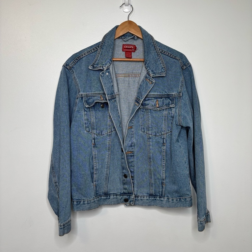 Chaps Denim Jacket Women’s Medium Blue Classic Trucker Cotton